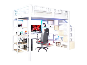 Lit mezzanine 140x200 cm ROLIPO coloris blanc