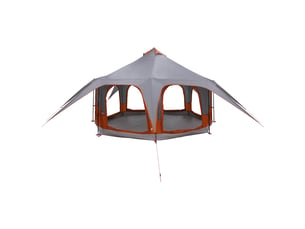 Tente de camping, tente familiale 5 personne gris et orange