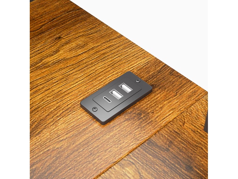 Lit mezzanine 140x200 cm noir en métal et mdf avec bureau, rangements, led, usb et usb-c, sans matelas  - Conforama D