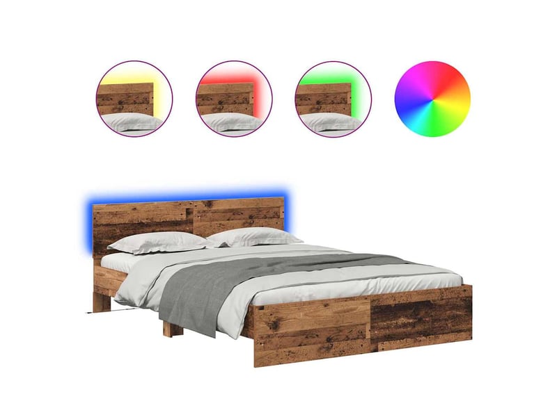  Lit double- lit adulte -  cadre de lit bois ancien 135 x 190 cm bois d'ingénierie  - Conforama A