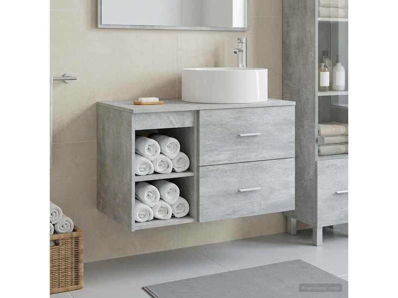  Ensemble de mobilier de salle de bain 2 pcs gris béton shl6529  - Conforama B