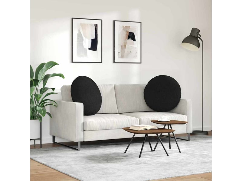 Lot de 2 coussins de siège, coussins décoratifs tissu noir ø60 x 21 cm cf59851 - Conforama D