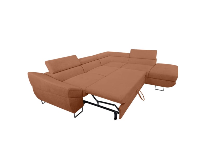 Canapé d'angle cassiope convertible avec coffre en tissu - terracotta - angle droit CASSIOPE - Conforama B