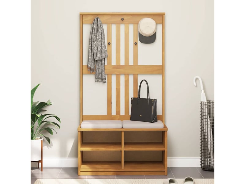  Porte manteau couloir sandnes 87x40x159,5 cm bois massif pin  - Conforama C
