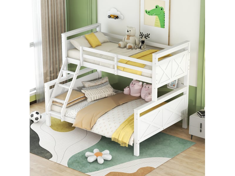  Modenvie lit superposé 90x200 et 140x200 cm - modulable en 2 lits, échelle inclinée, sans matelas - blanc  - Conforama B