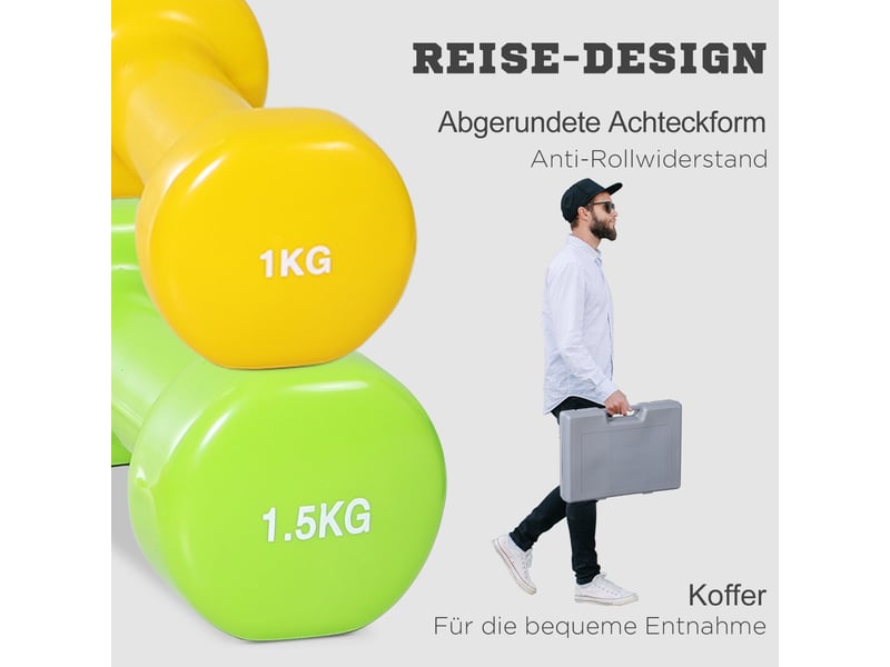  Set d'haltères avec mallette, 4 paires d'haltères de 0,5 à 2 kg pour entraînement à domicile  - Conforama R