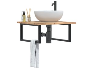 Étagère de vasque | étagère murale acier et bois massif d'acacia shl3879