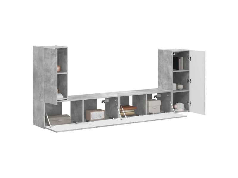  Ensemble meuble tv - banc tv - meuble de rangement 4 pcs gris béton bois d'ingénierie  - Conforama C