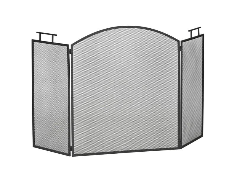  Pare-feu de cheminée 128 x 76,5 cm noir en métal, 3 panneaux pliants avec maille de protection sans montage  - Conforama A