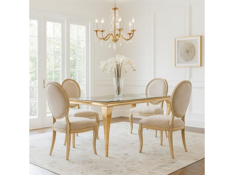 Table de salle à manger velena – rectangulaire 200 cm – verre trempé et acier doré – style baroque chic - Conforama B