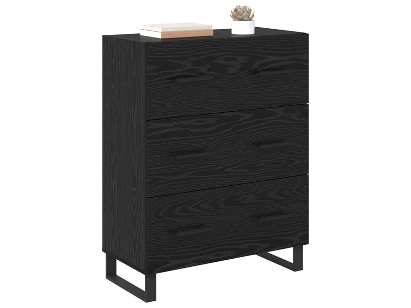  Buffet - bahut - meuble de rangement chêne noir 69,5 x 34 x 90 cm bois d'ingénierie et fer  - Conforama C