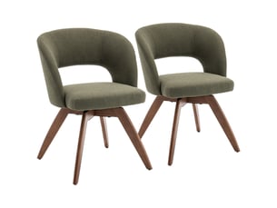 Lot de 2 chaises en bois foncé et tissu boucle vert kaki holly