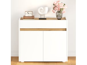 Armoire de classement 80 x 40 x 70 cm blanche en panneau de particules, tiroir et étagère réglable