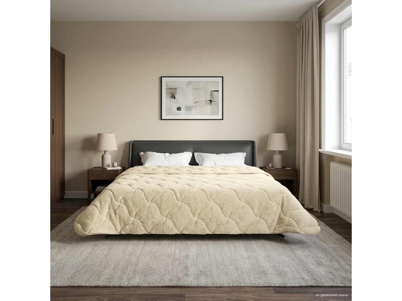  Couette - duvet d'été 220 x 260 cm été crème respirant  - Conforama D