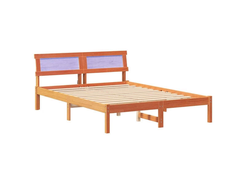  Lit double- lit adulte -  cadre de lit avec tête de lit brun  135 x 190 cm pin massif  - Conforama A