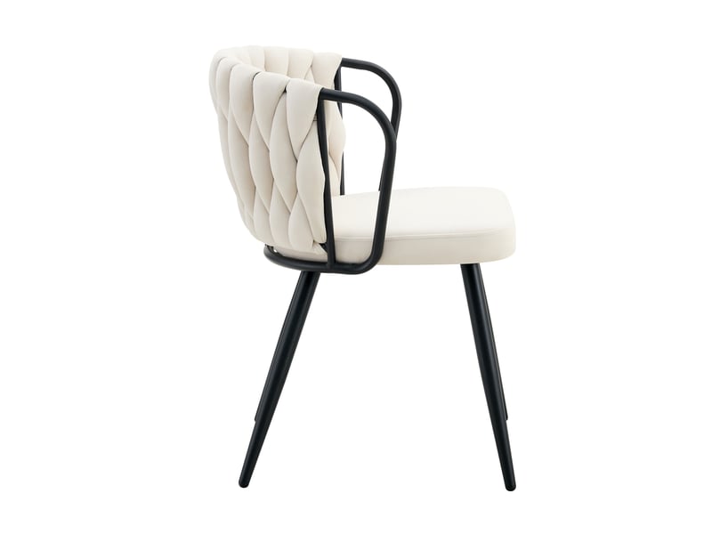  Lot de 2 chaises de salle à manger,43x58x76 cm,velours,beige et noir  - Conforama D