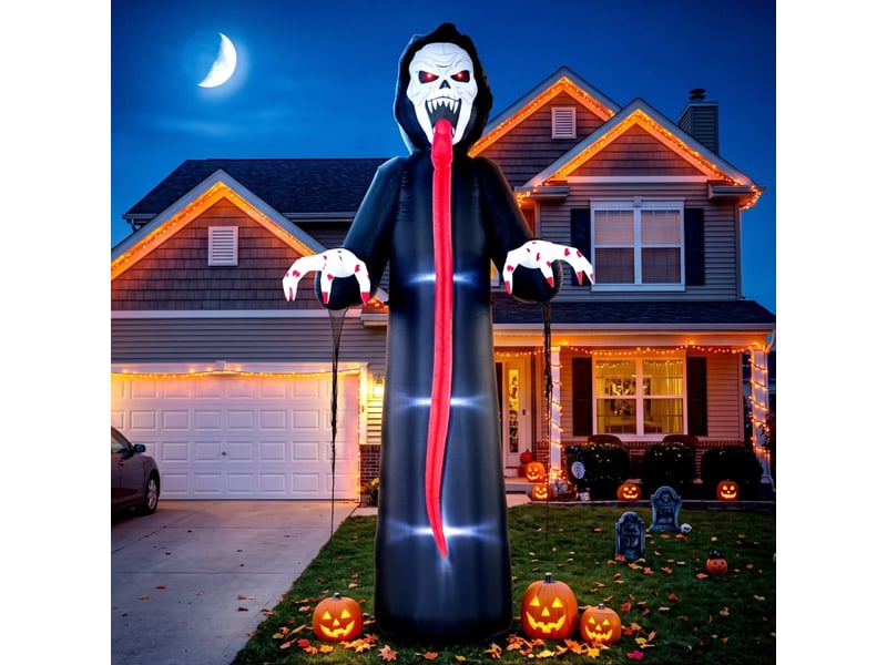Décoration halloween squelette gonflable 310 cm avec led intégrées, déco effrayante pour intérieur et extérieur - Conforama D