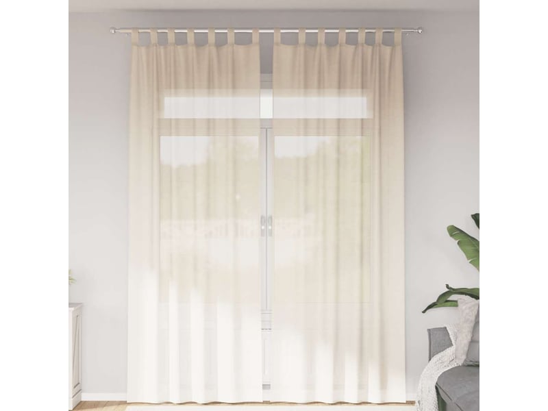 Lot de 2 rideaux en voile, voilages avec passants crème cf44444  - Conforama B