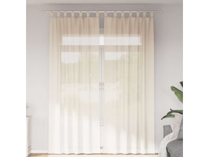 Lot de 2 rideaux en voile, voilages avec passants crème cf44444