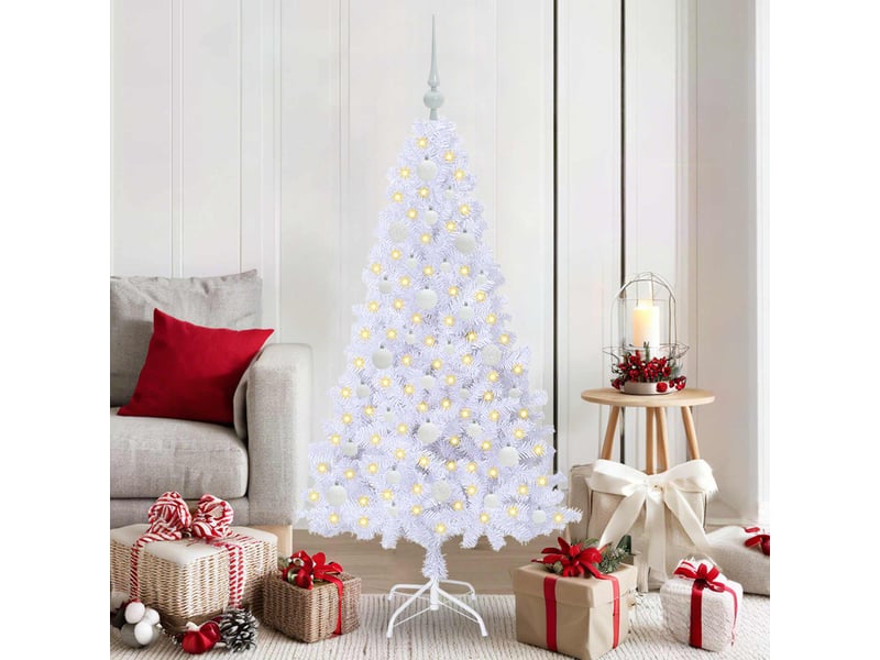  Sapin de noël - arbre de noël artificiel blanc 150 cm pvc et acier  - Conforama B