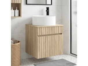 Meuble de lavabo mural, rangement salle de bain chêne sonoma 49x44.5x65.5 cm