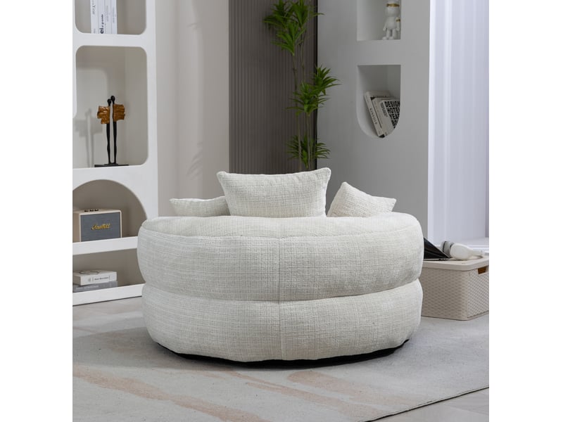  Fauteuil 108x108x52 cm, confort et doux, avec accoudoirs, dossier haut et assise large, chenille, style moderne, beige  - Conforama E