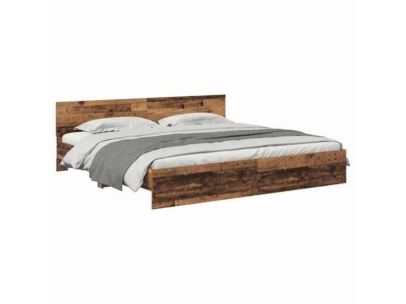 Lit double- lit adulte - cadre de lit bois ancien 200 x 200 cm bois d'ingénierie - Conforama B