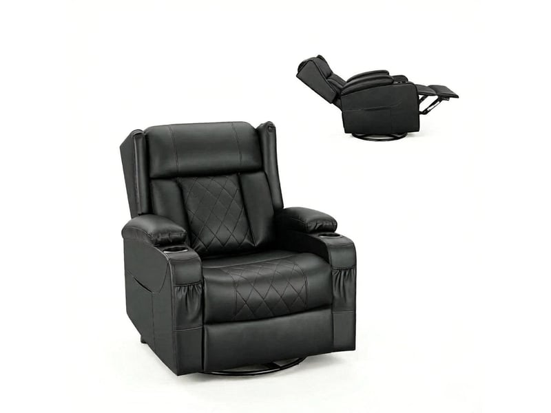  Fauteuil relax - fauteuil inclinable avec dossier et repos-pieds réglables, fauteuil de salon élégant, noir  - Conforama W