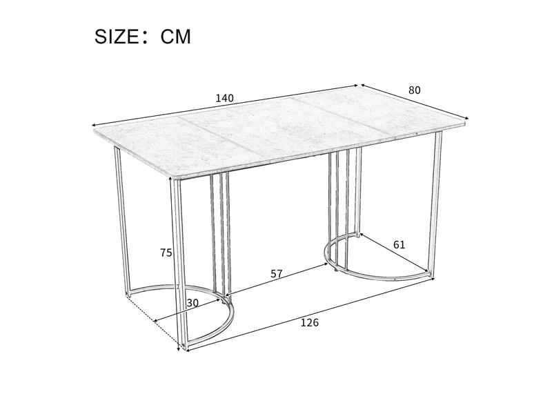  Ensemble table et 4 chaises 140x80x75 cm effet marbre blanc et vert foncé  - Conforama D