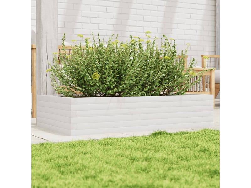  Jardinière - bac à fleurs blanc 110x60x23 cm bois de pin massif  - Conforama B