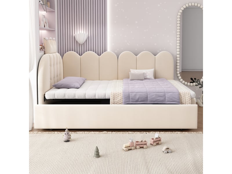  Lit gigogne avec lit d'appoint 90x200 cm et 90x190 cm, sans matelas  - Conforama W