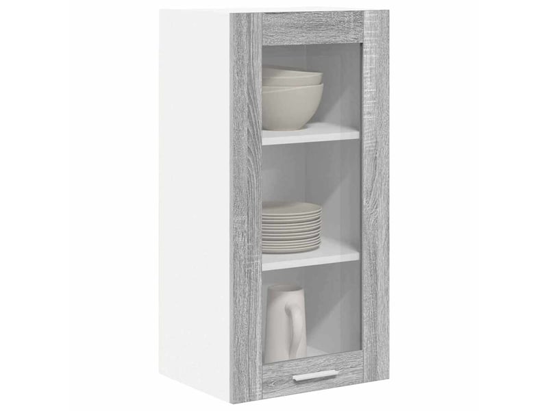 Meuble de rangement cuisine, armoire suspendue 2 pcs gris sonoma bois d'ingénierie shl3850 - Conforama C