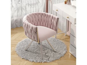 Fauteuil de coiffeuse pivotant,59x54x72 cm,360°,velours,rose
