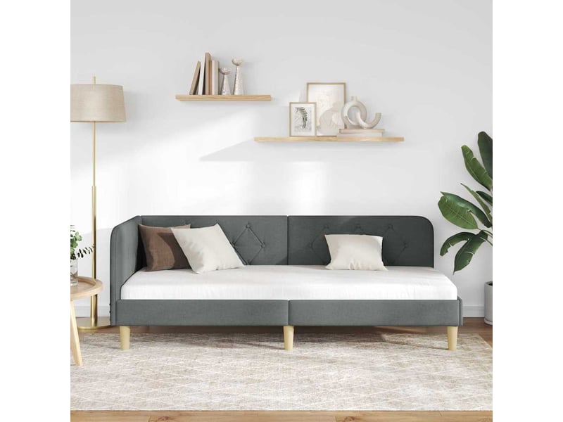 Lit simple- lit adulte -  cadre de lit d'angle gris foncé 80 x 200 cm tissu  - Conforama C