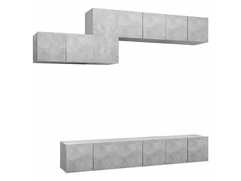  Ensemble de meubles tv 7 pcs gris béton bois d'ingénierie shl6935  - Conforama A