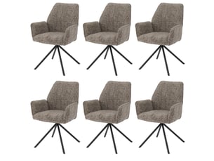 Lot de 6 chaises de salle à manger hwc-g67, pivotantes, avec positionnement automatique, en chenille métallisée (410 gm²) - piètement noir, marron