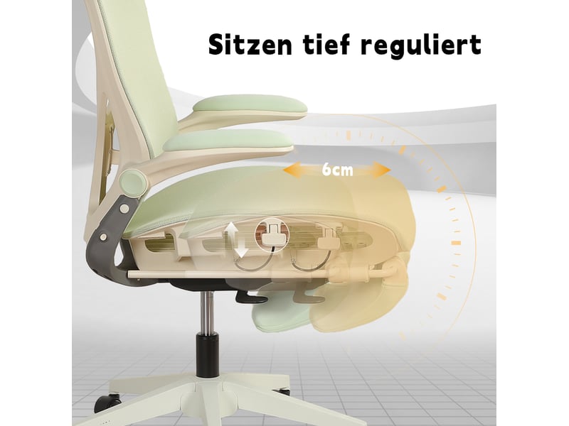 Fauteuil de bureau ergonomique 62 x 48,5 x 129 cm – vert – pliable, soutien lombaire et appuie-tête 3d - Conforama E