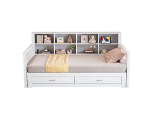 Lit avec rangement 2x90x190 cm ULQENI coloris blanc