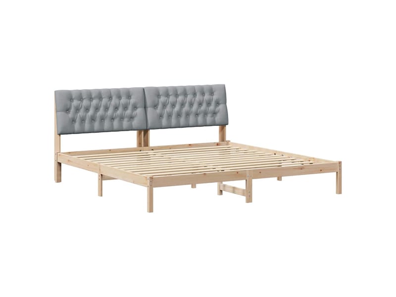 Lit double- lit adulte - cadre de lit avec tête de lit rembourrée marron 200 x 200 cm - Conforama A