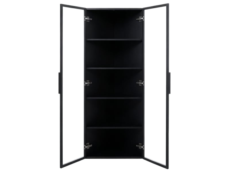  Vitrine d'angle noire avec led 62x35x160 cm, vitrine en verre trempé anti-poussière pour salon et bureau  - Conforama W
