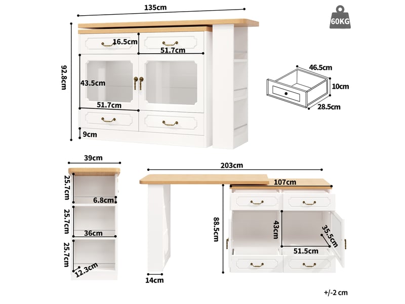  Table de bar blanc - 203cm led mdf table de bar blanc - Conforama C