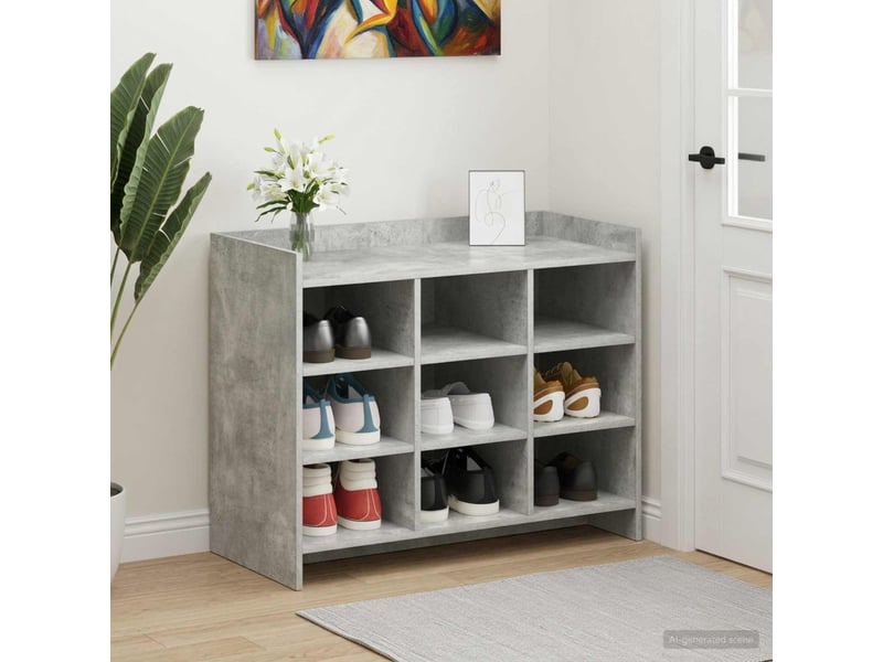  Meuble à chaussure, cabinet à chaussures avec stockage gris béton 85x39,5x70 cm  - Conforama B