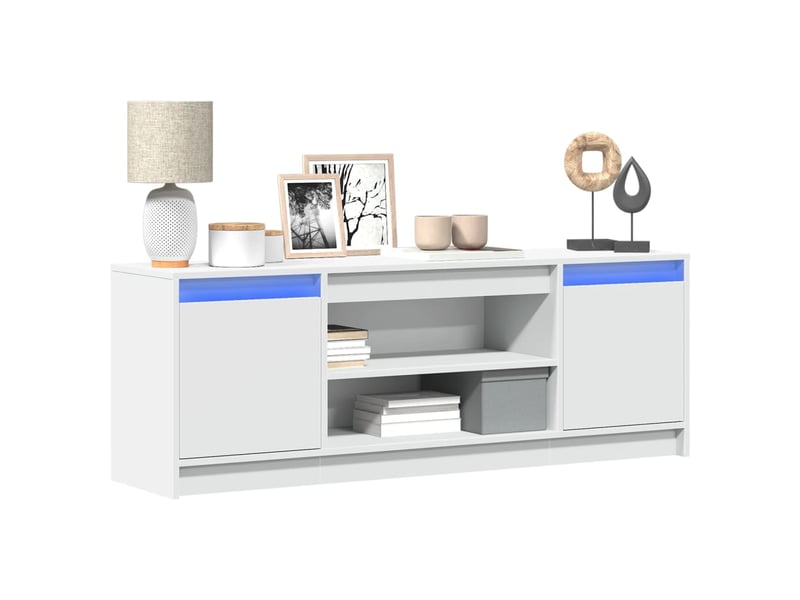  Meuble tv - banc tv - meuble de rangement avec led blanc 139,5x34x50 cm bois d'ingénierie  - Conforama B