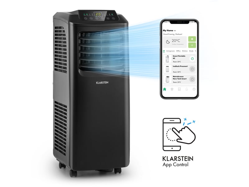 Klarstein pure blizzard smart 9k - climatiseur mobile connecté 9000 btu/2,6 kw - pour 26 á 44 m² -  classe a - noir  - Conforama B