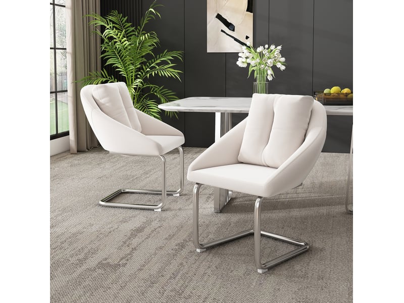  Lot de 6 chaise de salle à manger 59 x 65 x 82 cm – beige – velours, accoudoirs et piètement métal  - Conforama B
