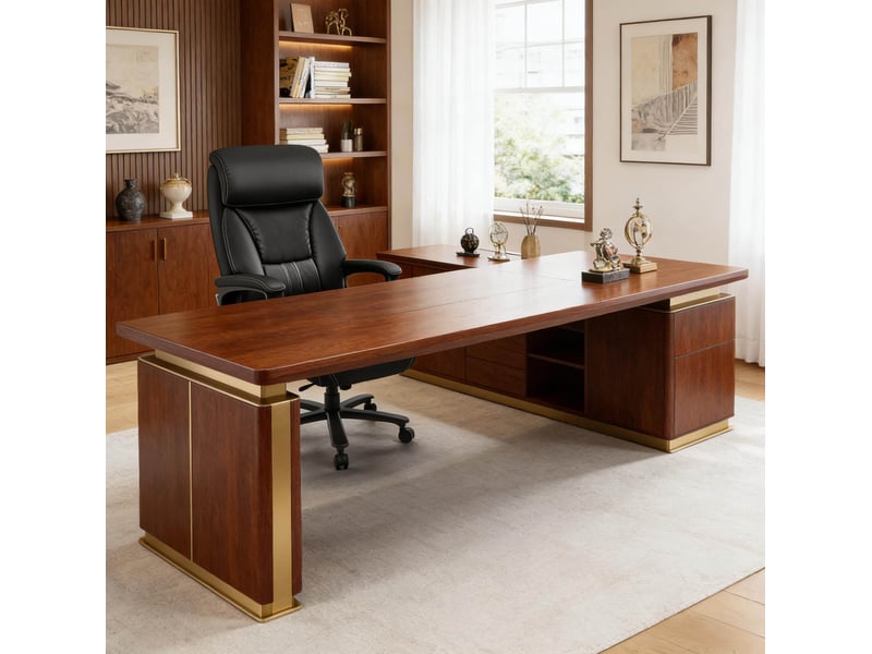  Chaise de bureau noire en cuir régénéré, appuie-tête réglable et soutien lombaire, capacité 150 kg  - Conforama E