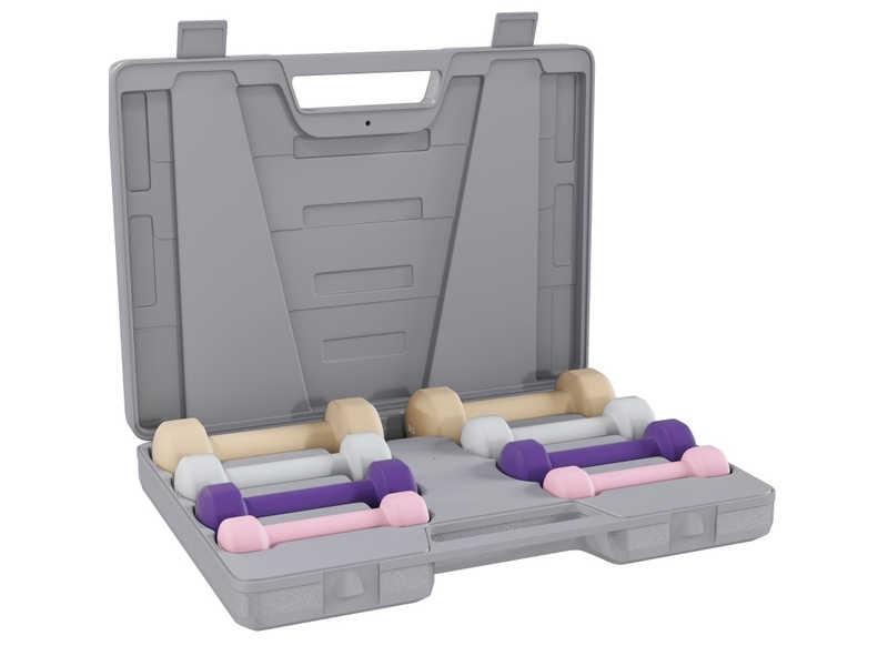 Set de 4 paires d'haltères 41x30x8 cm hexagonales métal rose et gris  - Conforama A