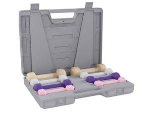 Set de 4 paires d'haltères 41x30x8 cm hexagonales métal rose et gris