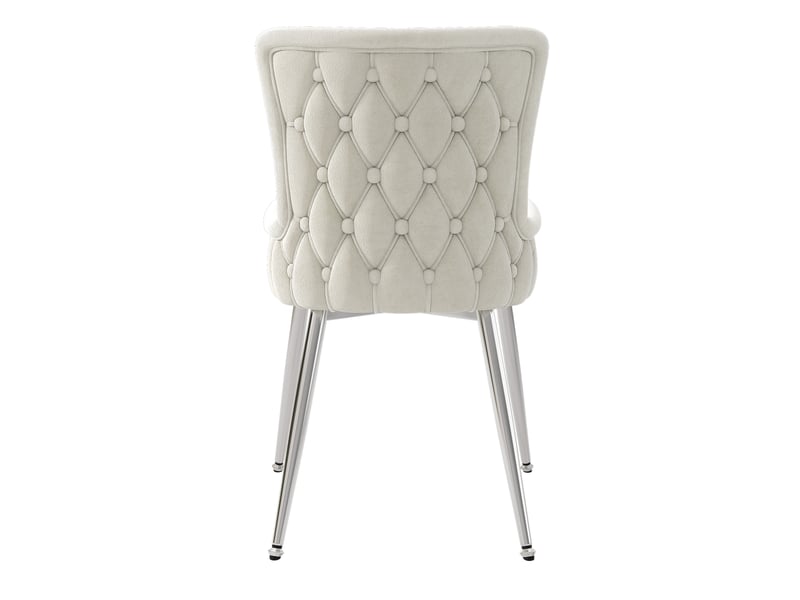  Chaise de salle à manger en velours - ensemble de 6 - beige - pieds en métal argenté - 150kgpièce - design moderne  - Conforama W