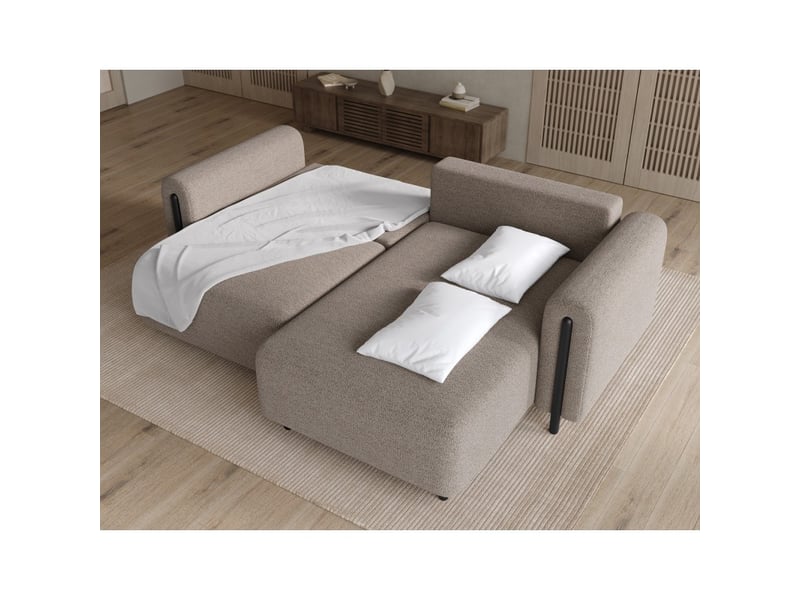  Canapé d'angle convertible arvessa marron clair chenille – angle droit  - Conforama D